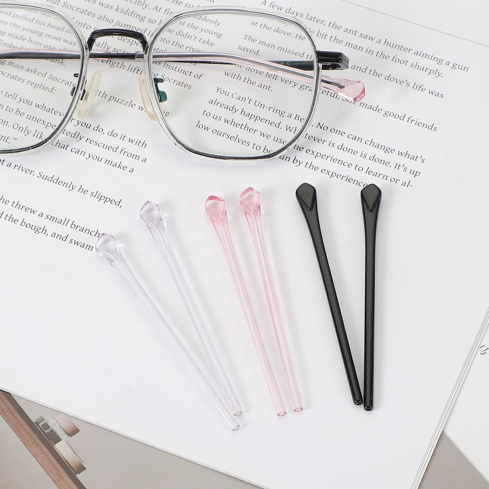 Unique Bargains Replacement Temple Plate Eyeglass End Tips Glasses Retainer Pink