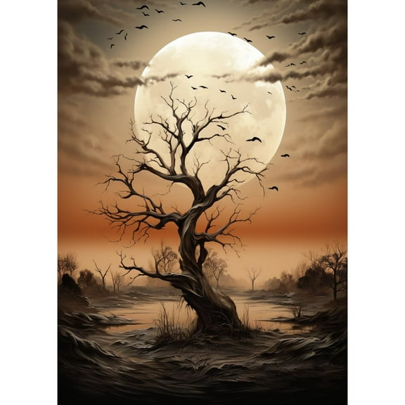 Night Scene Lake Tree Bright Moon DIY 5D Diamond Art Paint with Full Drill Round Diamond Gems Painting by Number Kits for Adults Art Craft Home Wall Decoration 11.8x15.8inch(2)