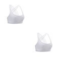 thumbnail image 3 of Jumpingount Sujetadores deportivos Elástico Gran material Fitness Sujetador Ejercicio Firmeza Ductilidad Diseño único Moda Acolchado Blanco S Blanco S 2piezas, 3 of 4