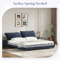 thumbnail image 4 of Christopher Knight Home Minimalist Upholstered King Bed Frame with Adjustable Cushions, Dark Blue, 4 of 9