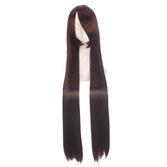 XmhyTop 39.4" Long Sleek Straight Wigs with Fringe Bangs, Heat-Resistant Synthetic Hair, Vibrant Color Options, Cosplay, Anime, Party & Daily Wear, Women's Wigs,Dark Brown