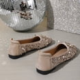 thumbnail image 3 of HEWUQI Women's Mary Jane Flats Foldable Shining Glitter Ballet Shoes Wide Toe Box Comfortable Slip on Footwear for Casual Travel Barefoot Beige Size 6, 3 of 5