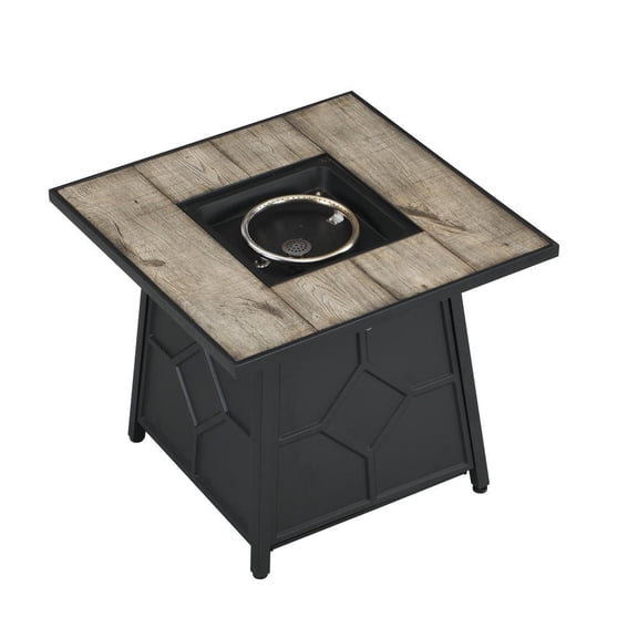 Kadyn 28" Garden Fire Pit with 40,000 BTU Auto-Ignition Propane Gas Firepit, Outdoor Fire Pit with Waterproof Cover for Outdoor Space, Brown