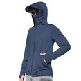 thumbnail image 2 of Mdesiwst Men Summer Sunscreen Clothing Solid Color Long Sleeve Sun Protection Coat Hooded Jacket Zipper Placket Pockets Outwear, 2 of 7