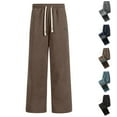 thumbnail image 4 of qucoqpe Mens Fleece Lined Corduroy Pants Solid Color Wide Leg Winter Thermal Trousers Straight Sweatpants, 4 of 4