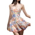 thumbnail image 1 of Coduop Women's Summer Floral Ruffle Mini Dress Sleeveless Spaghetti Strap A Line Short Dress, 1 of 7