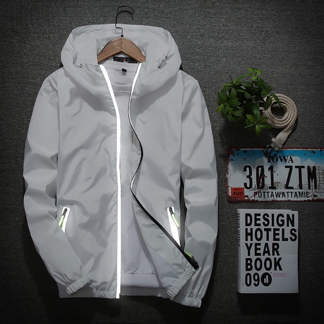 Chaquetas Hanzidakd para hombre, abrigos de invierno y otoño, manga larga, color liso, cuello alto, bolsillo con cremallera completa, ligeras, gabardinas holgadas, cárdigan informal, tops blancos XXL
