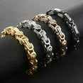 thumbnail image 2 of 5/6/8mm Men Byzantine Stainless Steel Bracelet Heavy Strong Link Chain Bracelets Wide Box Chain Jewelry  (black silver,5mm), 2 of 7