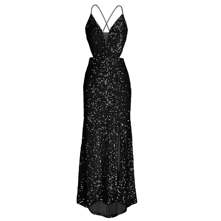 quiz black prom dress Portia and Scarlett Prom Dress PS23709C