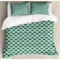 thumbnail image 1 of Juego de funda nórdica mexicana, formas geométricas y vintage inspiradas en la cultura tribal peruana, juego de cama decorativo de 3 piezas con 2 fundas de almohada, albaricoque azul pálido, 1 of 4