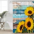 thumbnail image 4 of Shower Curtain Farmhouse Sunflowers Leaves Waterproof Shower Curtain Set with Hooks for Bathroom Showers,Stalls and Bathtubs,54x78In Vintage Blue Wood Grain, 4 of 8