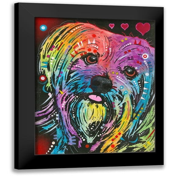Dean Russo Collection 12x14 Black Modern Framed Museum Art Print Titled - Maltese Pup