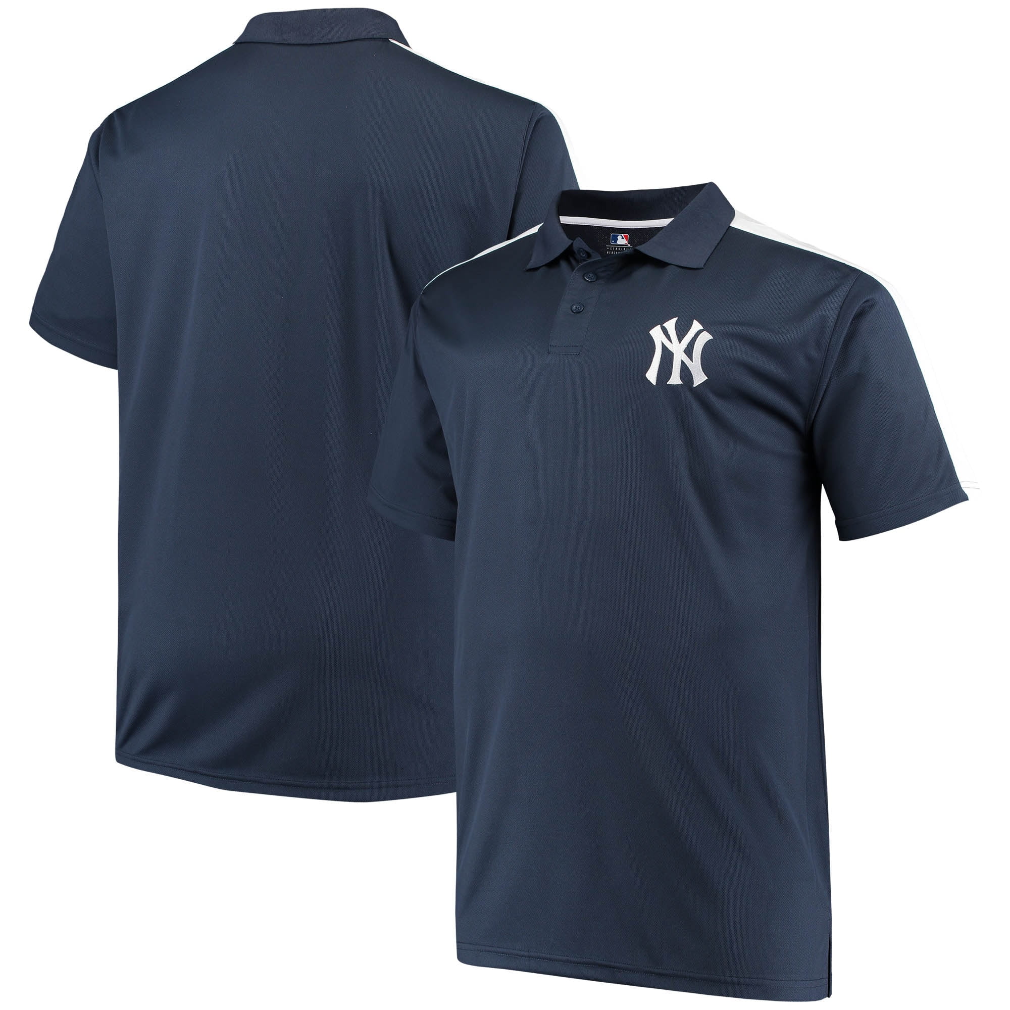 New York Yankees Big & Tall 2-Tone Birdseye Polo - Navy/White - Walmart ...
