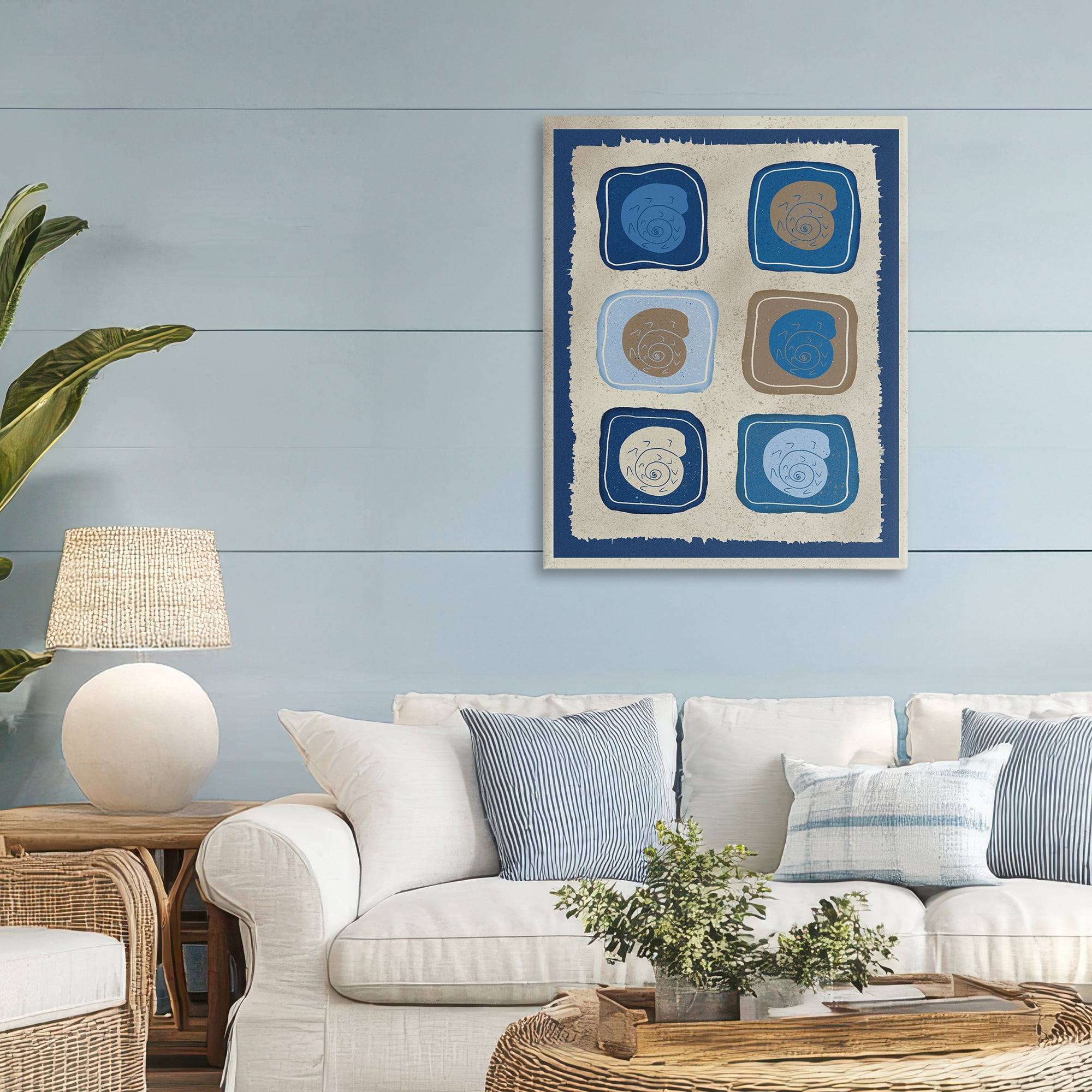 Stupell Industries Blue Blocked Nautilus Canvas Wall Art, design by Julia Frost