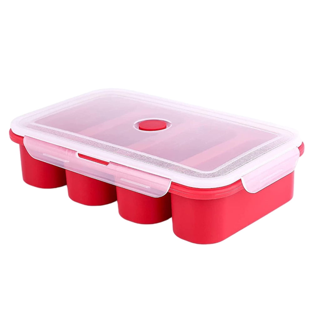 Silicone Freezer Tray with Lid, Hitseon 4-Cup (1000ml) Extra-Large Folding  Silicone Freezer Molds, 2-Pack Easy Release Silicone Soup Freezer Molds