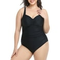 thumbnail image 5 of Qiylii Plus Size Women's Tummy Control One Piece Swimsuit, Sleeveless Ruched Solid Color Monokini Swimwear Bathing Suit XL 2XL 3XL 4XL 5XL, 5 of 9