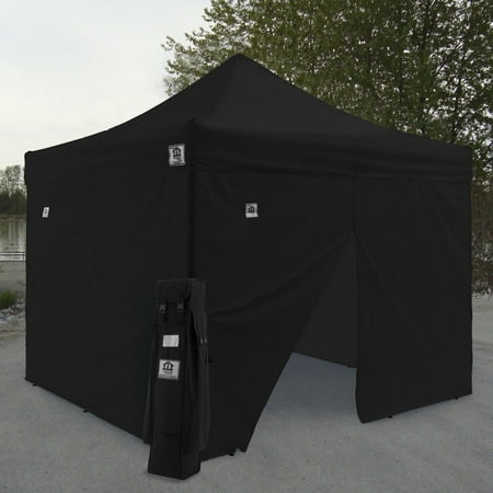 impact canopy 10' x 10' instant pop-up canopy tent, sun and rain shelter with sidewalls and aluminum frame,