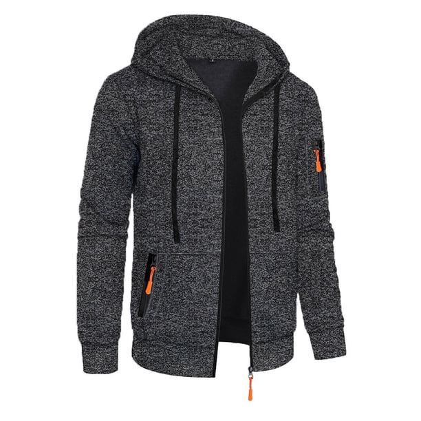 Ceisia Men's Loose Fit Heathered Hooded Zip-Up Sweatshirt with Contrast Zippers Gift