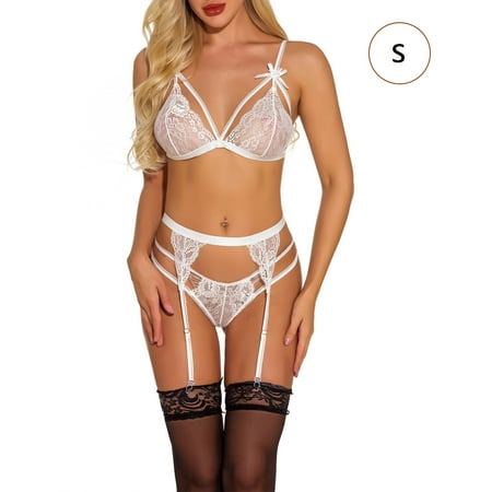 

Women Enchanting Lace Underwear Sleepwear Garter Belt Nightwear Lingerie White S