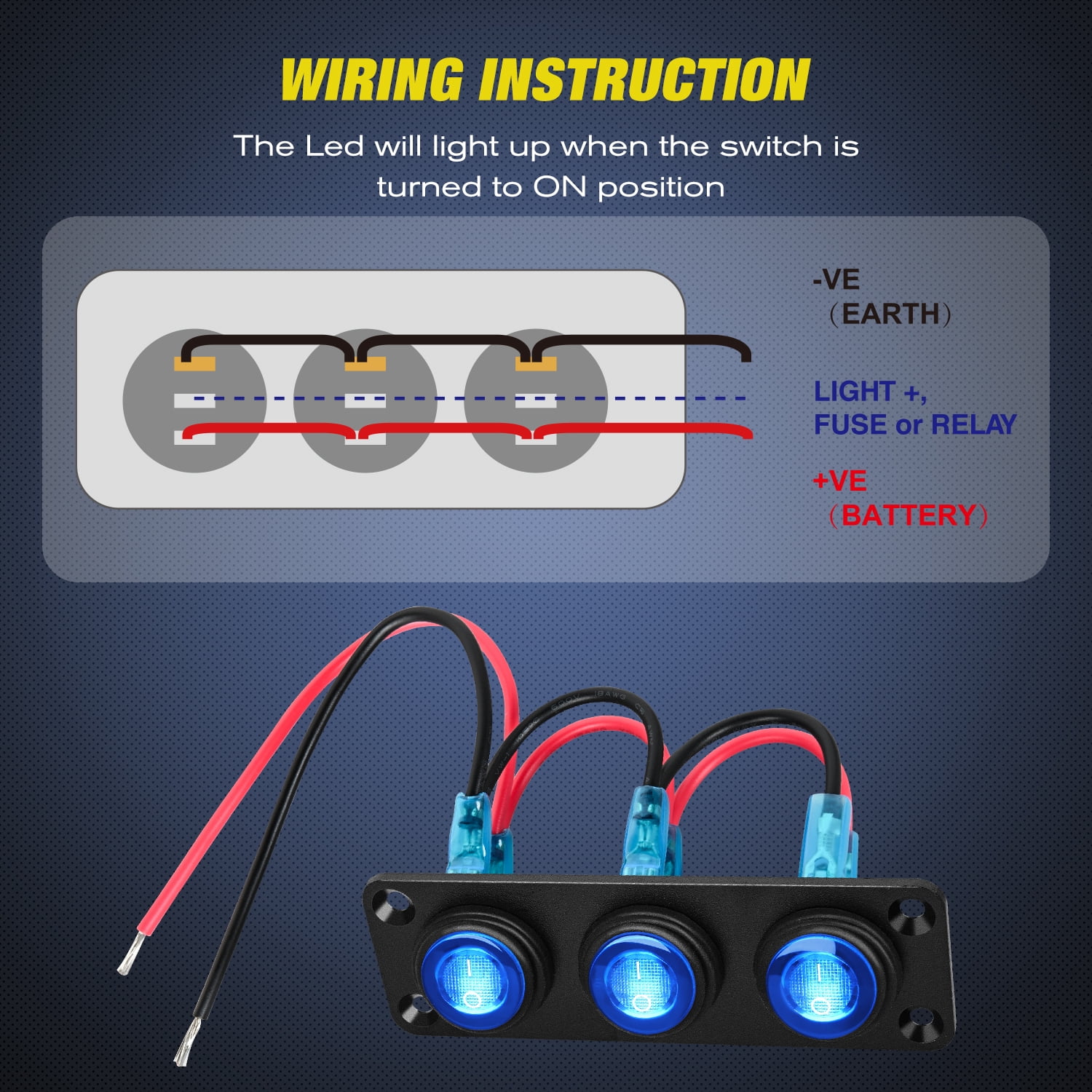 Nilight 8pcs 12v 20a Round Blue Toggle Led Rocker Switch On- | Meses - View #7