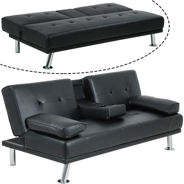 Futon Sofa Bed Love Seat Couch, Leather Convertible Sofa