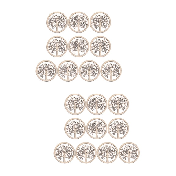 20 pcs DIY Wooden Slices Hollow Life Tree Round Wooden Pieces Ornaments Wooden Chips Crafts Making Accessories