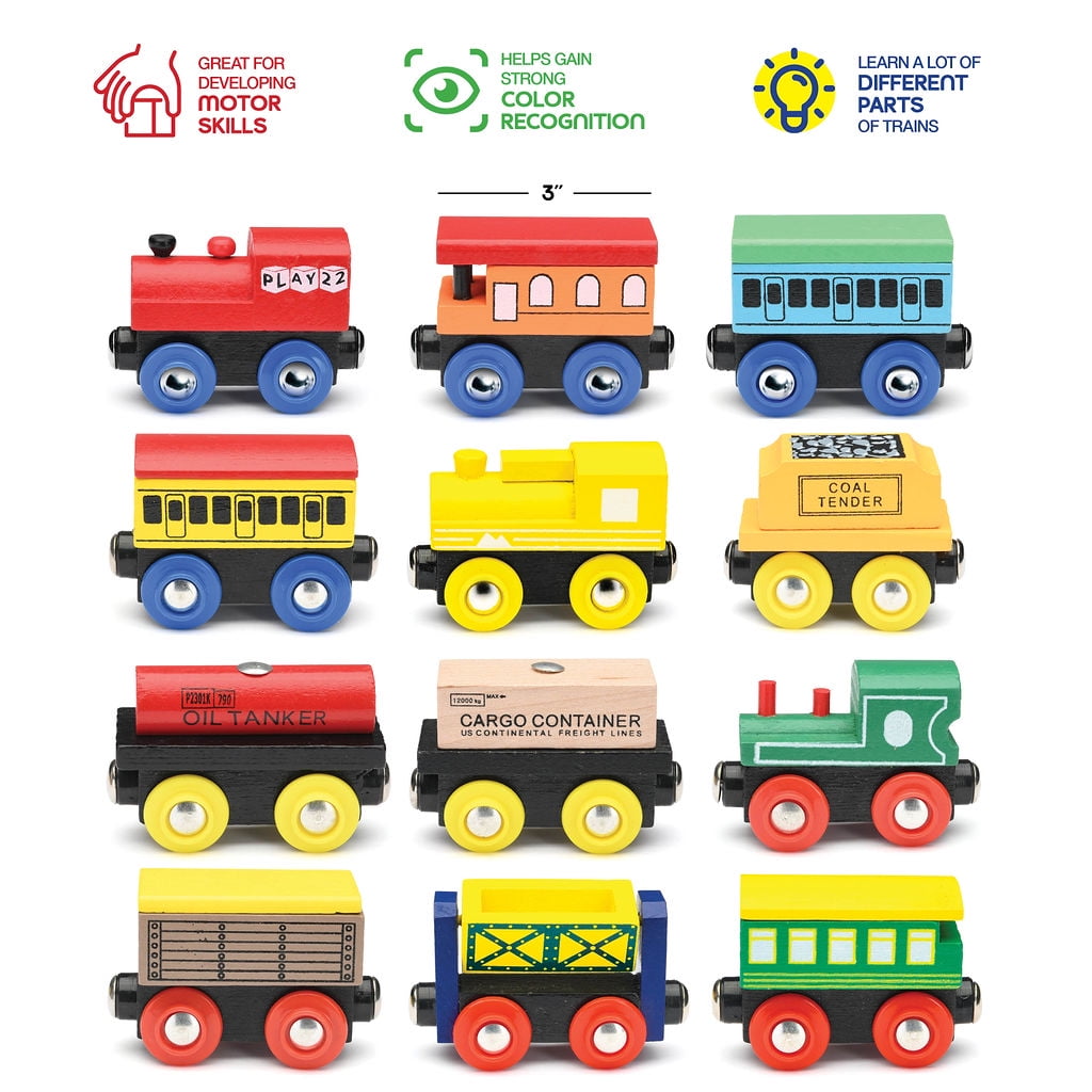 4 Piece Wooden Train Cars Magnetic Set Engines Magnet Toy Kids Li'l Express NEW 