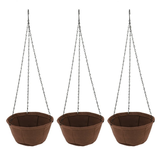Outdoor Flower Pots with Chain Hook, Hanging Planter Set, Hanging Planter Baskets Nonwoven Fabric Rustproof Chain for Garden Balcony Patio Decor