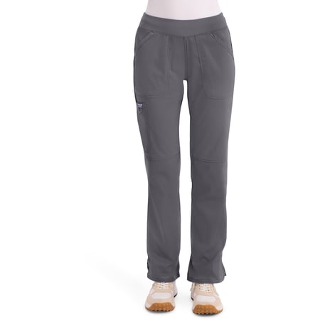Cherokee Workwear Revolution Women s Scrubs Pant Mid Rise Straight Leg Pull-On WW110 Gray