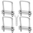 thumbnail image 1 of Boulons en U en Acier Inoxydable, Carrés, 4 Pcs, Boulons en Forme de U avec 16 Écrous et 8 Plaques de Cadre pour Remorquage, Réparation et Fixation de Tuyaux, 1 of 5