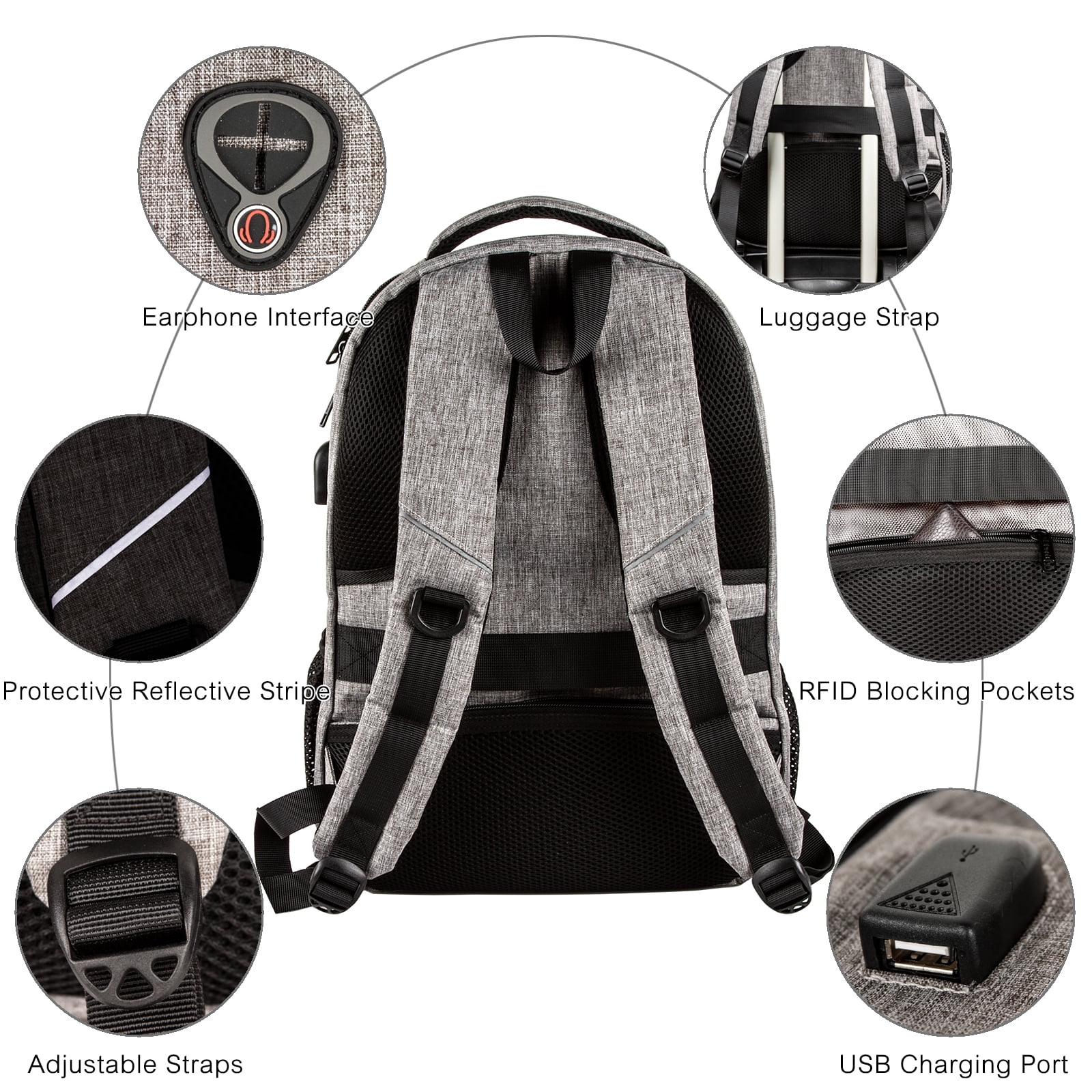 OPACK Durable RFID-Safe Large Capacity Travel Backpack with Laptop Compartment