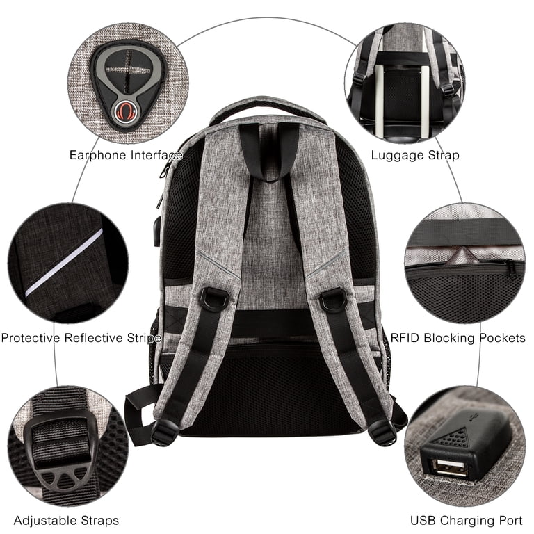 anti-theft rfid blocking laptop backpacks Opack Anti-Theft Laptop Backpack with USB Charging Port and Rfid Protection Gray, Adult Unisex, Size: One size, Black