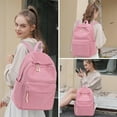 thumbnail image 2 of 17 Inch Corduroy Laptop Backpack for Women, Lightweight School Bag for College, Stylish Casual Daypack, Pink, 2 of 17