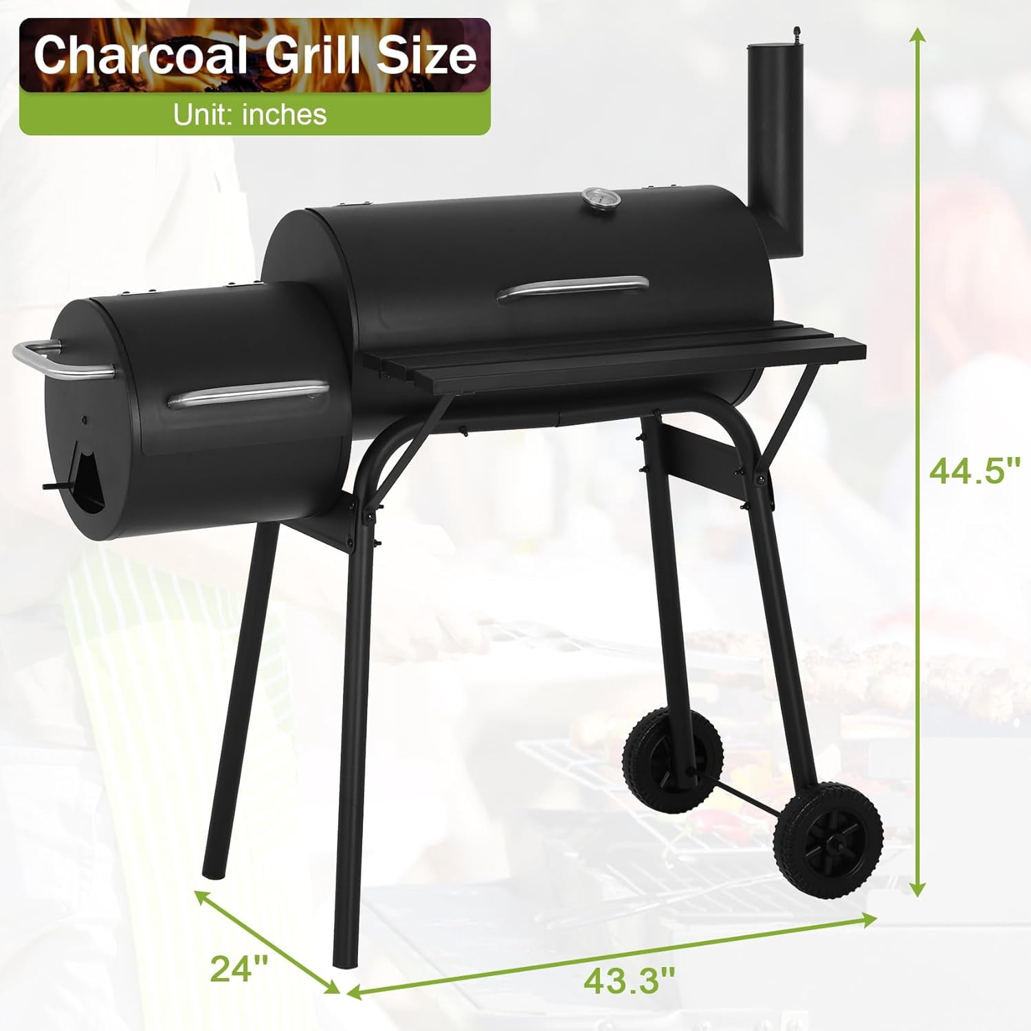 43 inch Charcoal Grills Outdoor BBQ Grill, Portable Grill Camping Barbecue Grill for Patio Backyard Picnic Camping BBQ, Black