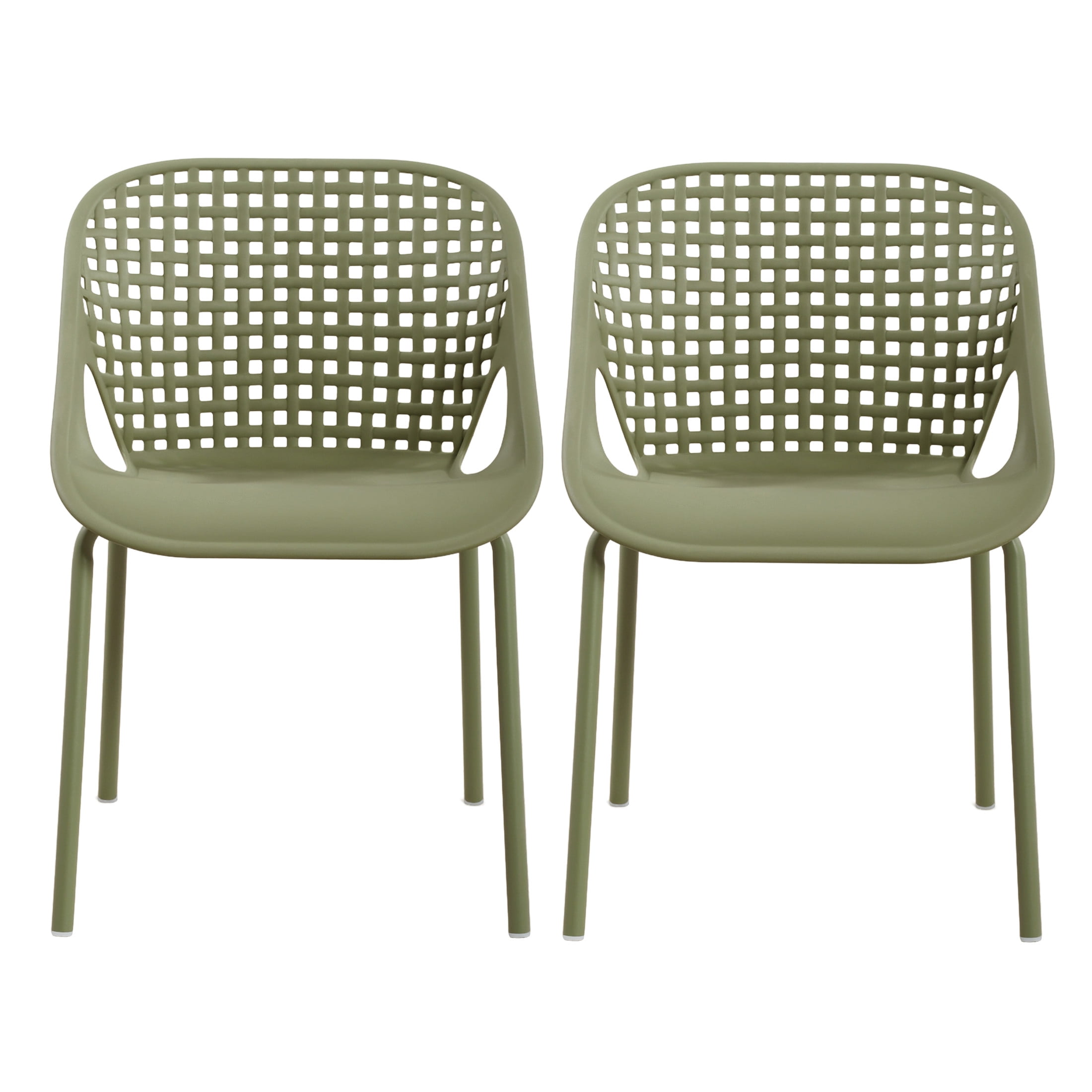 Christopher Knight Home Modern Outdoor Patio Dining Chairs Set of 2, Plastic Iron Frame, Sage Green