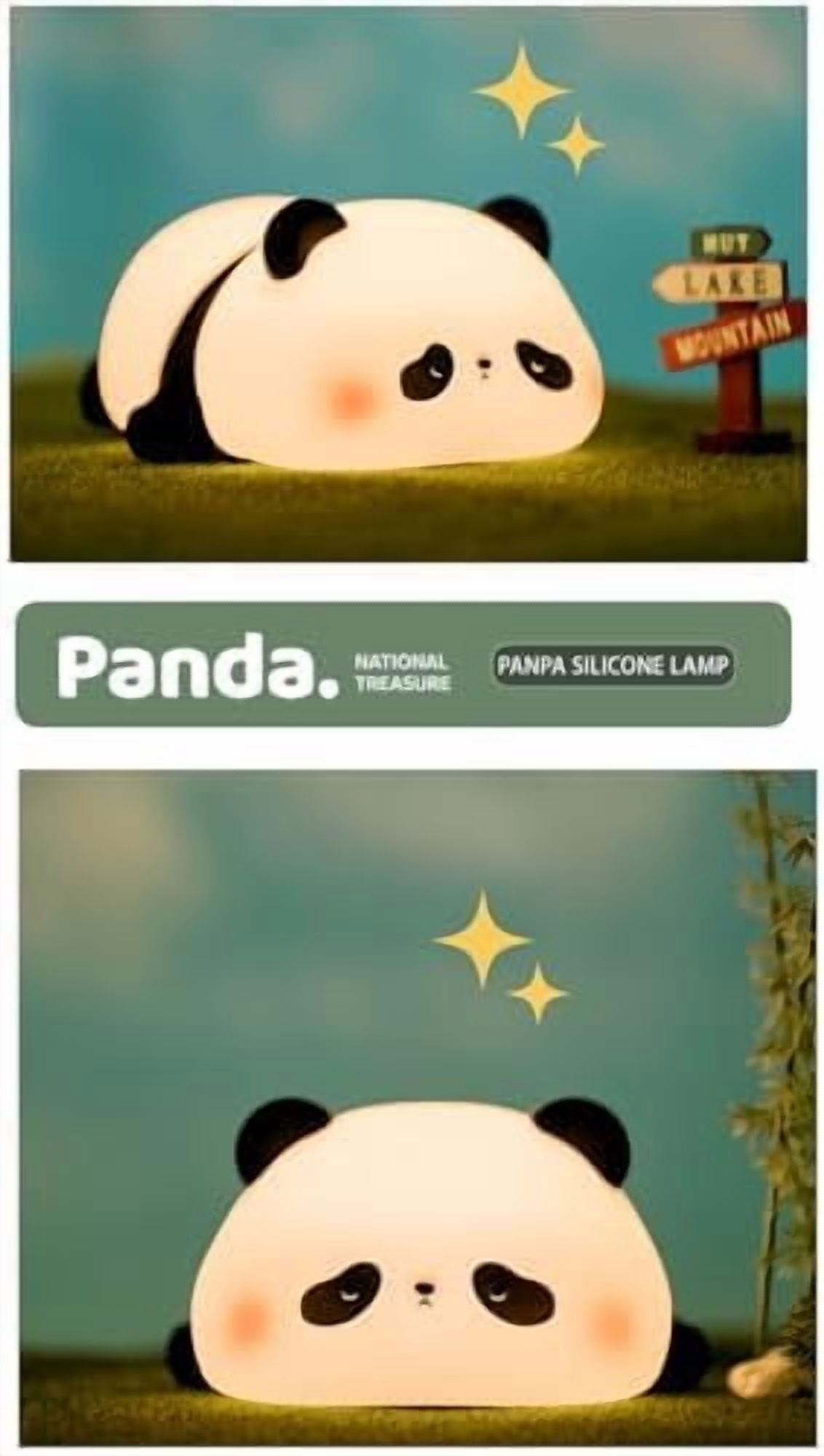 Cute Panda Night Light, Squishy Panda Novelty Animal Lamp, 3 Level Dimmable Nursery Nightlight with Timer, Food Grade Silicone Touch Night Light Fun Gifts for Kids Boys Girls Baby