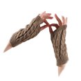 thumbnail image 3 of ZLight 1 Pair Fingerless Mittens Fashionable Simple Knitting Craft Clothes Accessory for Decoration Keeping-warm Wear Khaki 1Set, 3 of 6