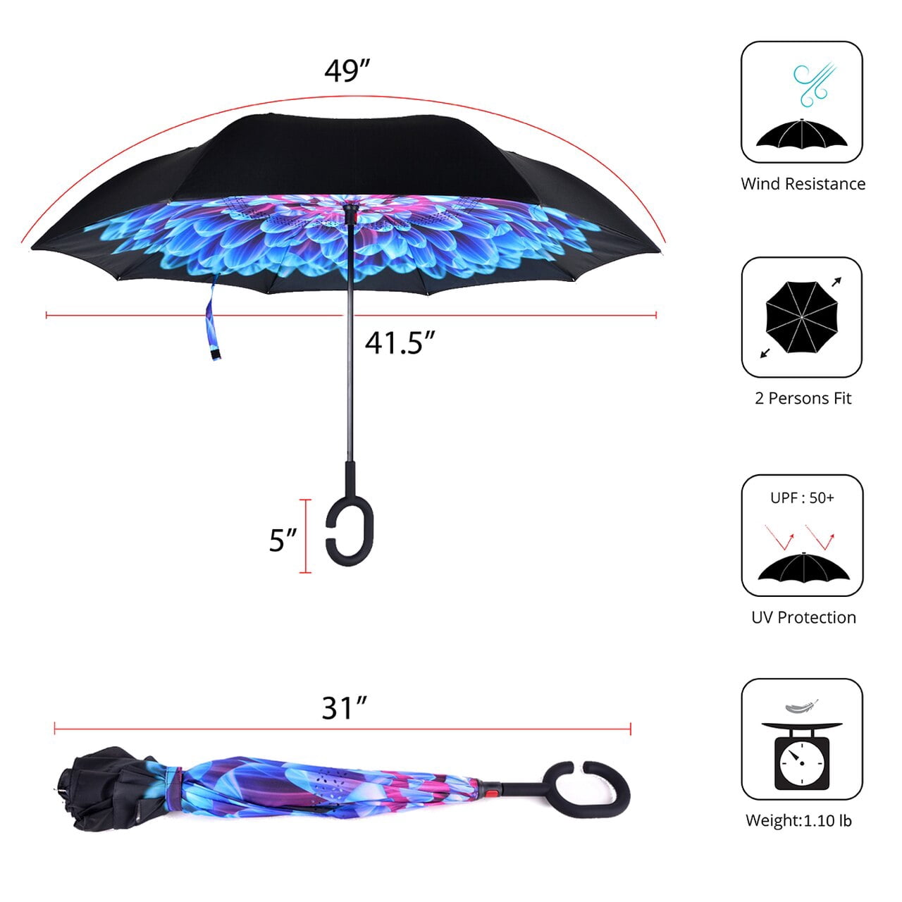 Floral Inverted Double Layer Umbrella