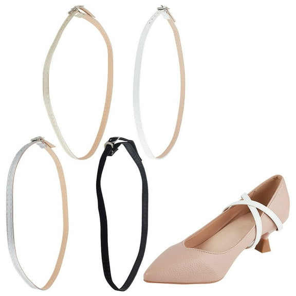 1box 4 Pairs 4 colors Imitation Leather Shoelace Bands with Metal Clasps Loose Shoelaces for High-Heeled Shoes Mixed color 605x12x5mm 1 pair/color Imitation Leather