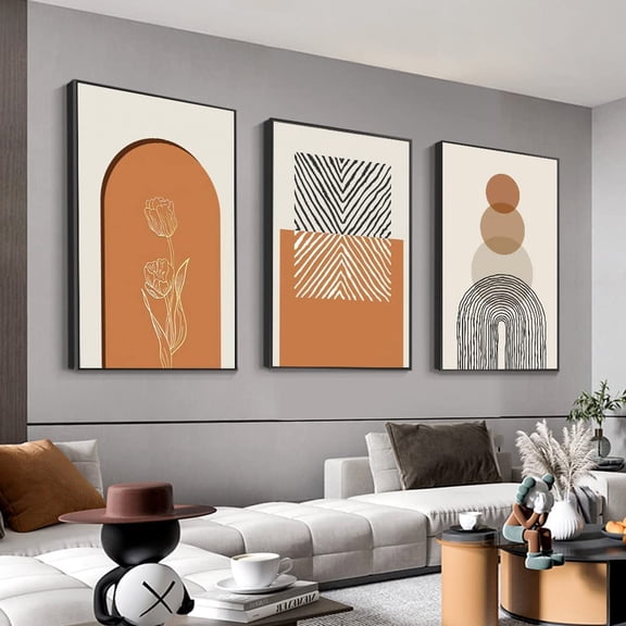 3 Framed Abstract Canvas Wall Art, Artwork in Blue, White and Grey, Simple and Elegant for Living Room Bedroom Office Decor