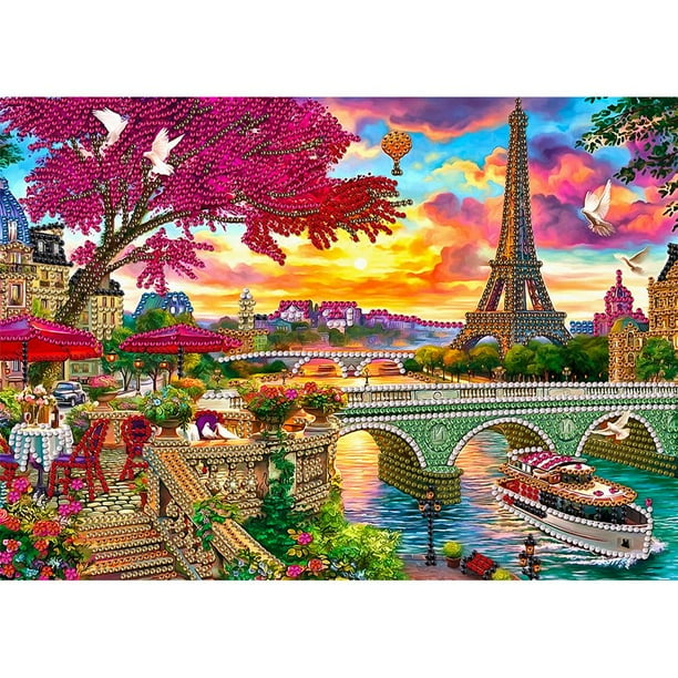 Cuadros Decorativos 5D bricolaje en forma especial parcial taladro diamante pintura Torre Eiffel decoración (GSYX8) Wdftyju embutido en tela