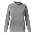 thumbnail image 4 of Holzkary Sweatshirt for Women 2025 Fall Outfits Long Sleeve Loose Top Turtleneck Sweater Shirts with Pocket Mockneck Sweatshirt Plain Loose Fit Crewneck Sweatshirts Fall Hoodies Sweaters Dark Grey S, 4 of 6