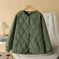 thumbnail image 2 of Hueook Coats for Women Women Warm Quilted Jackets for Women Long Sleeve Floral Soild Puffer Jacket Coats with Pockets Army Green 2X, 2 of 7