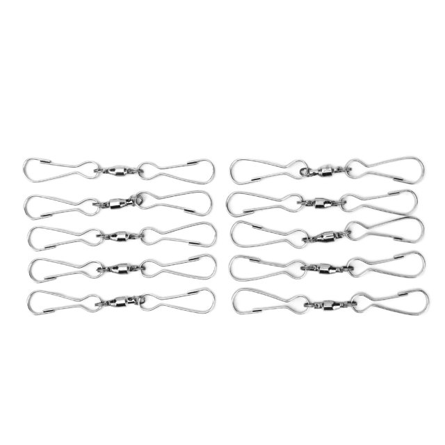 Crochet Pivotant Double, Acier Inoxydable Argent Blanc Crochets Pivotants Clips Durables pour Moulins à Vent pour Extérieur 8.2cm