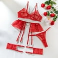 thumbnail image 2 of Gibobby Ropa interior mujer Conjunto de lencería sexy de encaje suave para mujer, ropa interior transparente con aros de encaje floral(Rojo, CH), 2 of 5
