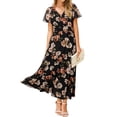 thumbnail image 1 of Vestido largo Simplee Apparel con estampado floral de verano, chifón, negro, para mujer, 1 of 7