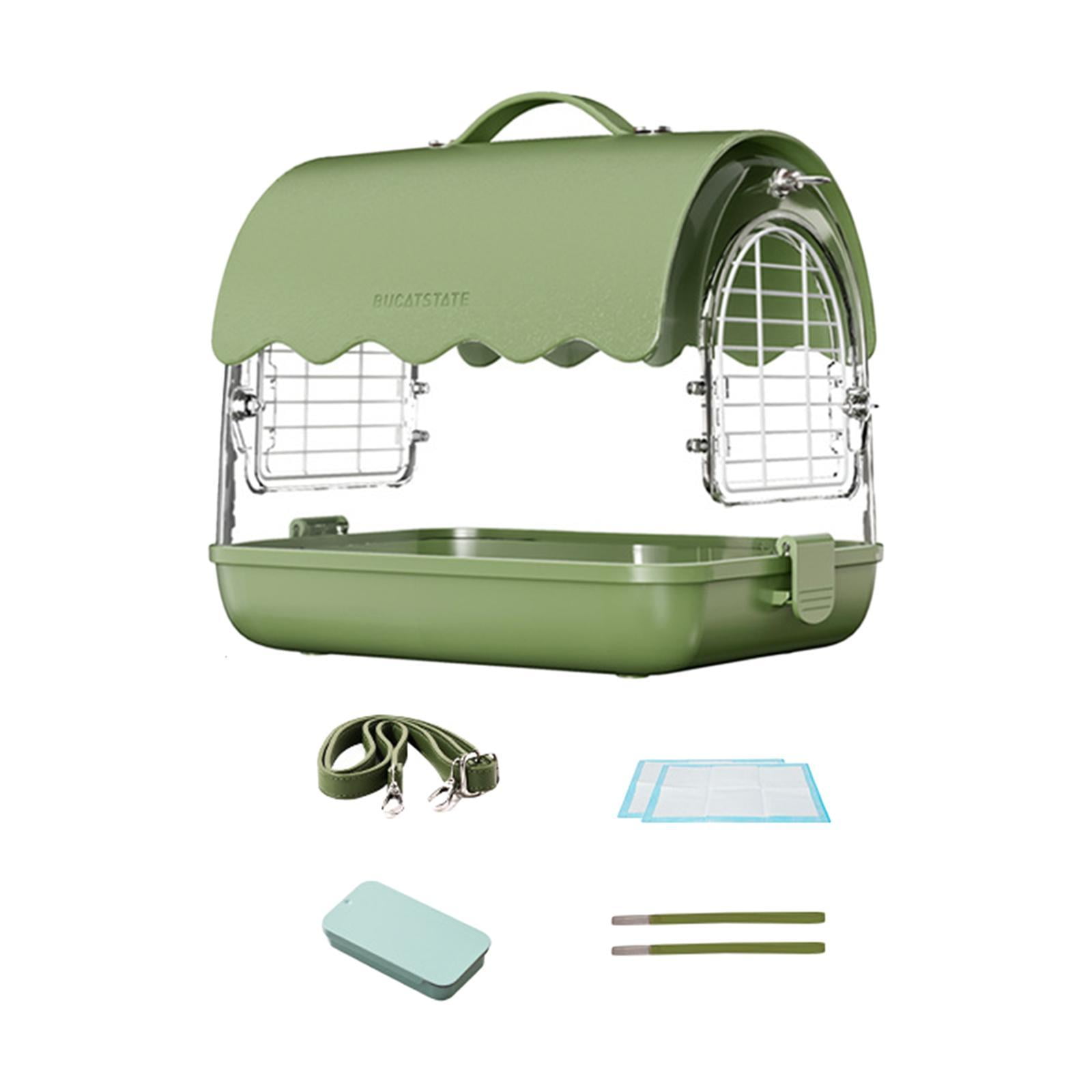 Fzaqwen Acrylic Villa Bird Cage Bird Travel Cage with Shoulder Straps Easy to Clean Bird PU Leather Green