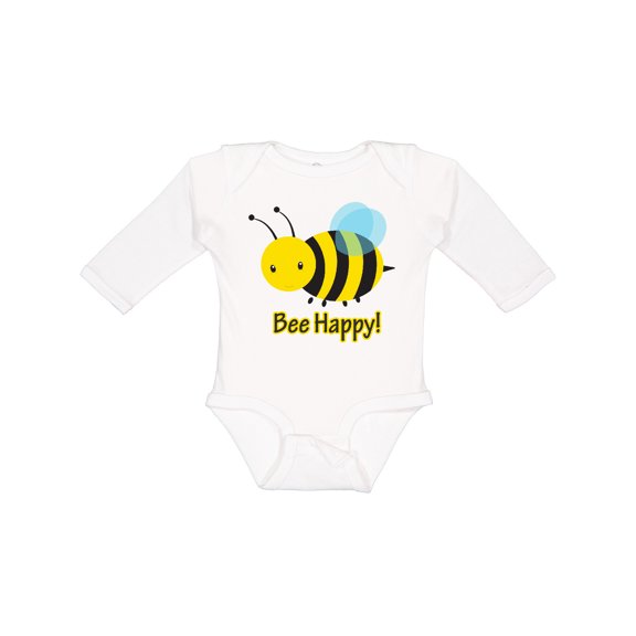 Inktastic Bee Happy Boys or Girls Long Sleeve Baby Bodysuit