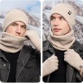 thumbnail image 4 of Conjunto de guantes de redecilla para mujer, gorro de invierno, bufanda de redecilla, gorros de Calavera, bufandas de cuello forradas de lana, conjunto de guantes de redecilla para hombres, 3 piezas, 4 of 4