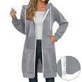 thumbnail image 2 of Long Hoodies for Women Zip Up Sherpa Fleece Knee Length Tunic Sweatshirts Oversized Fuzzy Cozy Soft Warm Winter Coats, 2 of 5